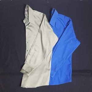 Alfani Arrow Dress Shirts Mens Sz L 16 Blue Green